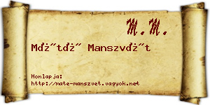 Máté Manszvét névjegykártya